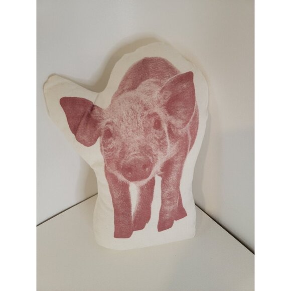 AREAWARE Cushion Fauna Animal Collection Pig Pink 13x10 Farmhouse Primitive - Picture 1 of 4